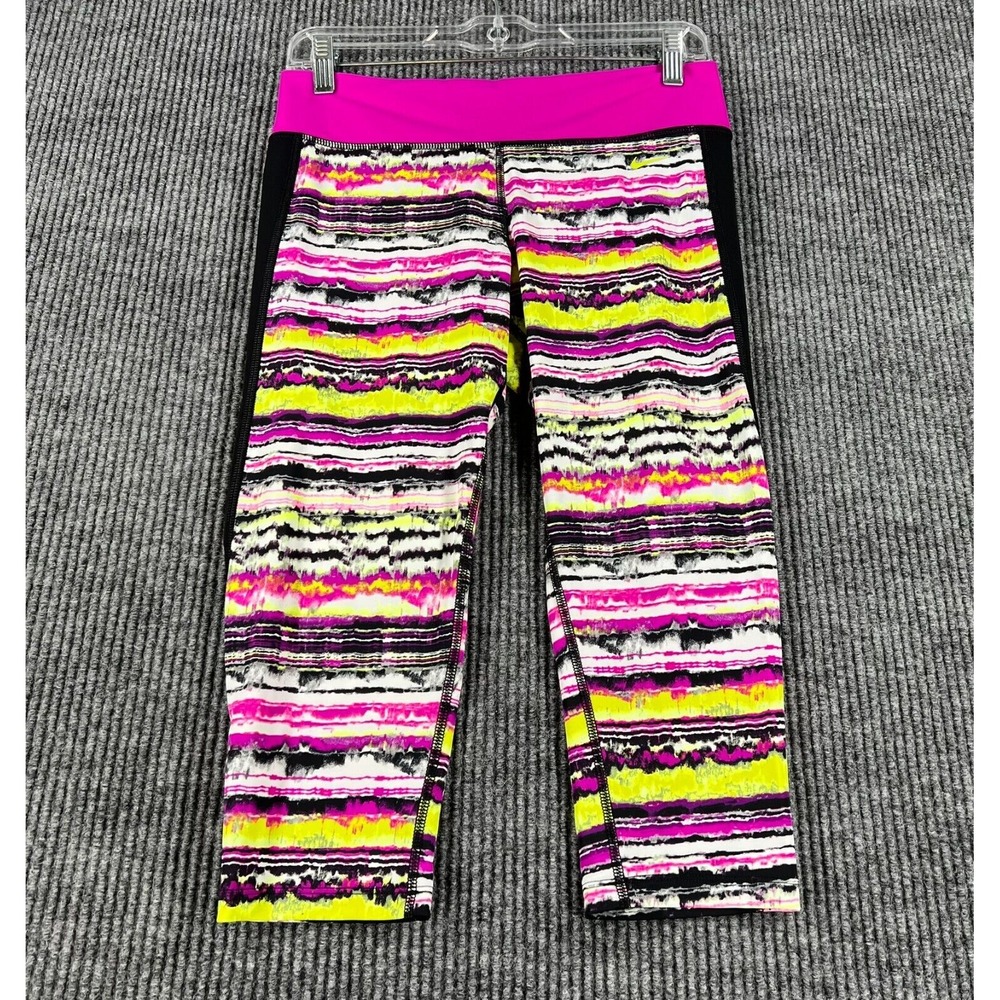 Nike Leggings Womens Medium Purple Striped Active Workout Casual Gym Run Lift